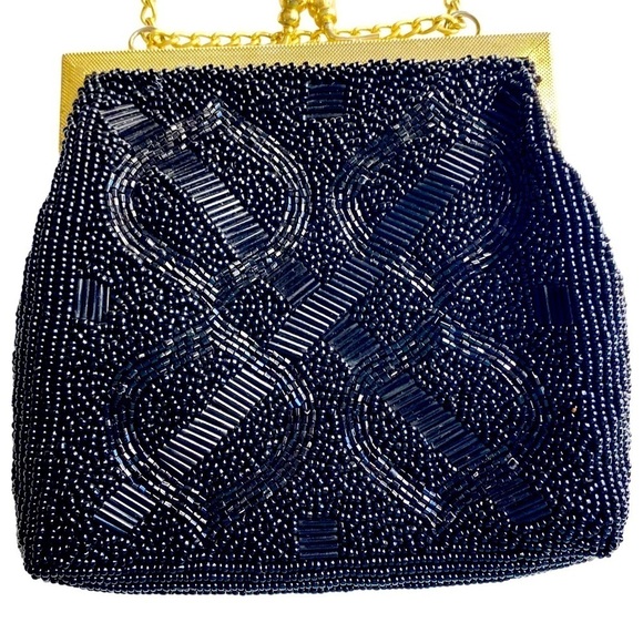 Handbags - Vintage Black Beaded Mini Shoulder Purse​